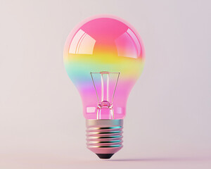 Poster - Colorful light bulb with a rainbow gradient on a white background