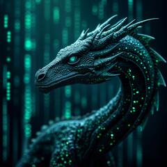 cyber data dragon animal fantastic digital virtual