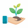 © Creative - hand holding a plant eco friendly vector art