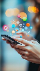Poster - Close-up of a smartphone showing social media notifications.