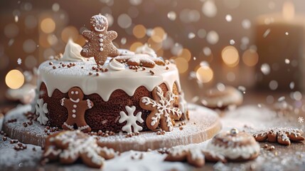 Sticker - Gingerbread Cake with Snowflakes