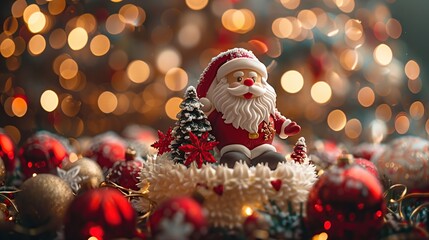 Santa Claus Figurine Amidst Festive Christmas Decorations