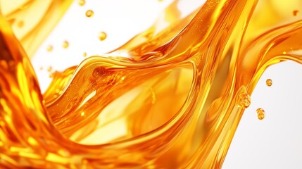 Poster - Golden liquid swirls with droplets, creating a dynamic and vibrant display of motion and texture