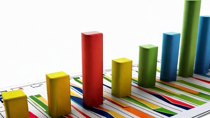 Fototapete - A vibrant bar graph displays various data points, illustrating trends and patterns important for business analysis and market research insights.