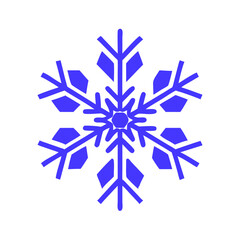 Stylized blue snowflake icon design with bold patterns for winter themes.