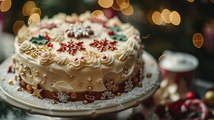 Canvas Print - Festive Christmas Cake