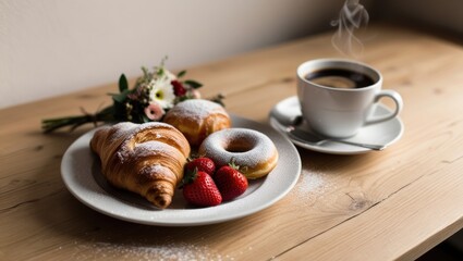 cup of coffee and croissant