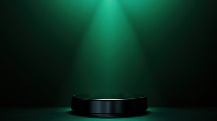 Canvas Print - Minimalist Green Background with Black Podium