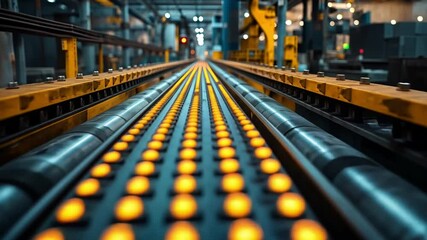 Poster - conveyor belt transporting items in an industrial factory during daytime operations