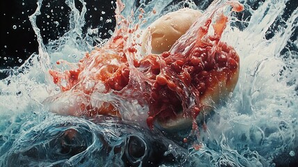 Canvas Print - Water Splashing on a Red Fruit: A Still Life Photography