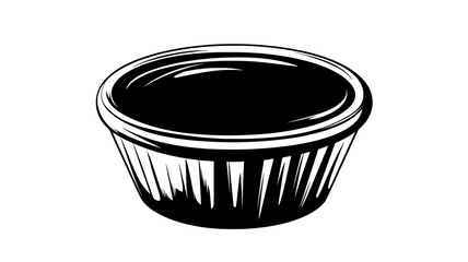 Wall Mural - Close-up of mousse in a round ramekin with no additional features, food vector graphic