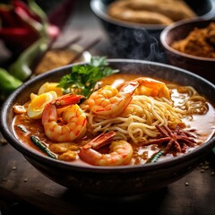 Wall Mural - curry noodle with prawn 