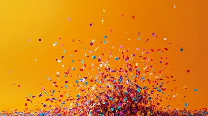 Poster - Dynamic explosion of colorful confetti on an orange backdrop, capturing the celebratory essence of Black Friday.