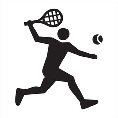 Wall Mural - Tennis icon silhouette on white background
