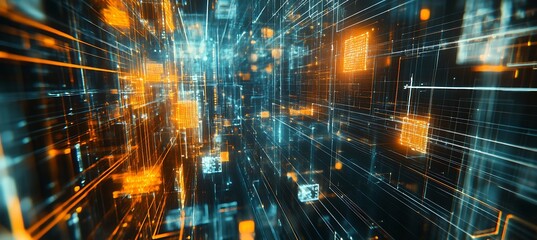 Poster - Interconnected digital grids power a futuristic world of floating smart buildings





