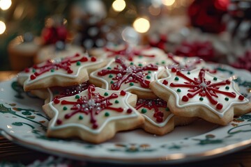 Canvas Print - Festive Star Shaped Christmas Cookies