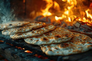 Canvas Print - Freshly Baked Bread over an Open Fire