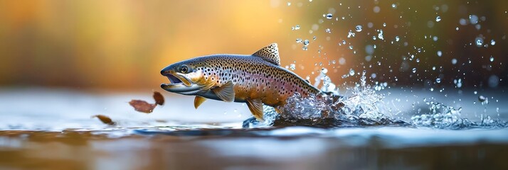 Canvas Print -  A fish leaping from the water, mouth agape, head raised