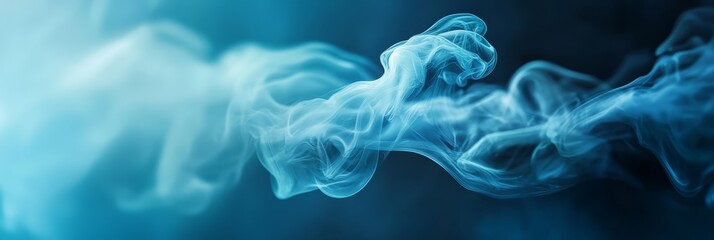  A crisp image of blue smoke against a black backdrop, featuring a blue light centrally located within