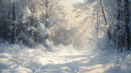 Canvas Print - Winter Wonderland: A Snowy Forest Path