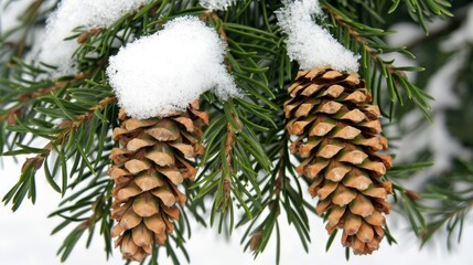 Poster - A pine branch covered in snow