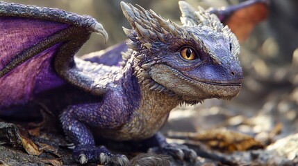 Poster - Purple Dragon Fantasy Creature Close Up