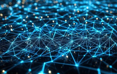 Poster - Abstract representation of interconnected data points illustrating technology and communication networks at night