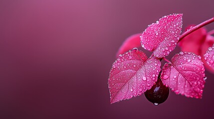 Sticker -  A tight shot of a pink flower adorned with pearls of water against a uniform pink backdrop Alternatively, a pink flower closely framed, glistening with water drople