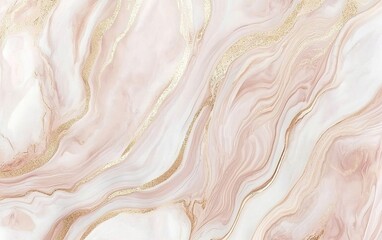 Poster - Elegant pink marble texture with gold veins in a flowing design for stylish backgrounds or decorative elements
