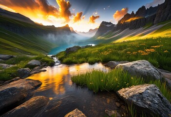 vibrant landscapes capturing adventure discovery most breathtaking sceneries, exploration, nature, scenery, mountain, valley, river, forest, sky, cloud