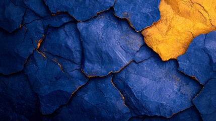  A tight shot of a rock wall with two distinct yellow spots, one in the center of each rock