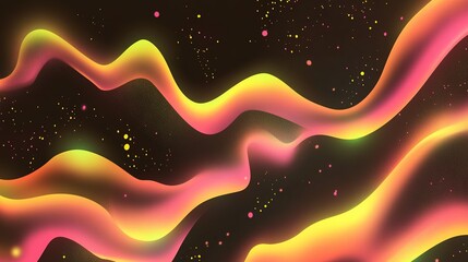 Poster - Colorful abstract waves with vibrant hues flowing against a dark background create a mesmerizing visual effect