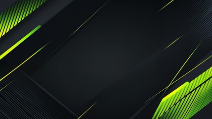 Poster - Dynamic green and black abstract background featuring angular shapes and lines to enhance design aesthetics and technology themes