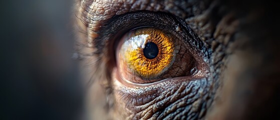 Sticker -  A tight shot of an animal's eye, revealing a yellow eyeball within its iris