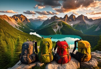 breathtaking landscapes featuring essential travel gear surrounded scenic vistas natural beauty, scenery, nature, mountains, hills, sky, clouds, sunlight