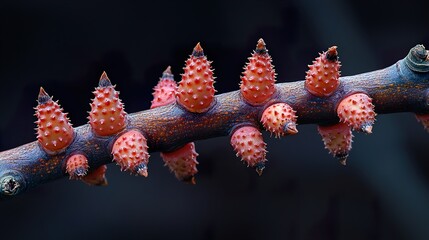 Poster - Close-Up of Spiky Red Buds on a Branch