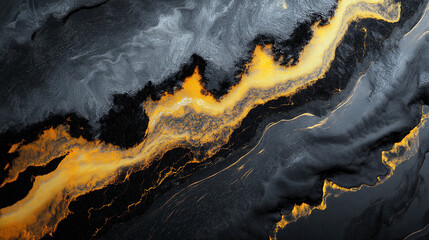 Wall Mural - Hot volcanic lava flows over black molten rocks