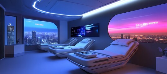 Poster - A futuristic world with AI-controlled transportation networks and digital signs
