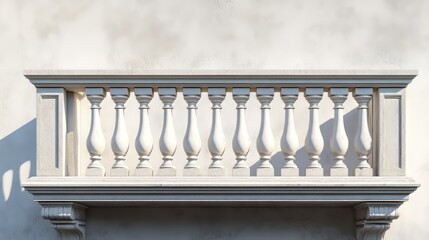 Classic Italian balustrade pattern on white background for easy selection and rendering projects.