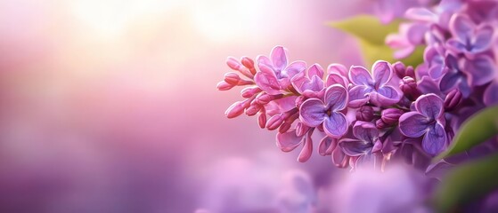 Canvas Print -  A tight shot of several purple blooms against a softly blurred backdrop of pink and purple Background light subtly blurred