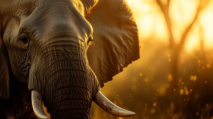 Majestic Elephant in Sunset Glow