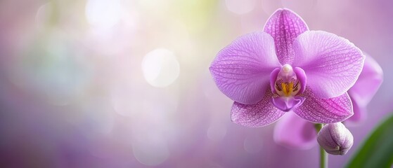 Wall Mural -  A tight shot of a purple bloom against a softly blurred foreground and background