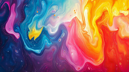 Wall Mural - Colorful epoxy resin and paint painting