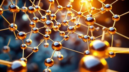 Poster - Molecular structure illuminated with warm light in a scientific setting