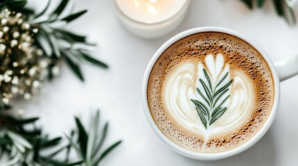 Wall Mural -  Cappuccino with Rosemary