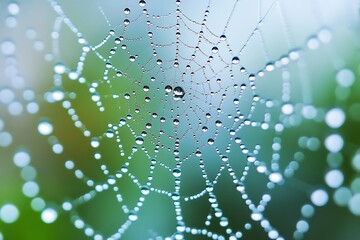 spider web with dew drops