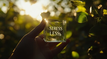 Wall Mural - stress less message in nature with sunset glow