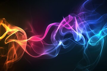 Poster - abstract colorful transparent smoke is forming wavy lines on black background