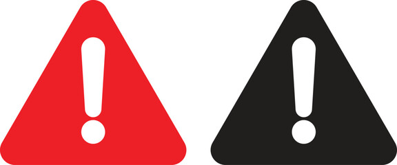 Poster - black and red exclamation triangle sign . warning triangle icon . alert icon vector