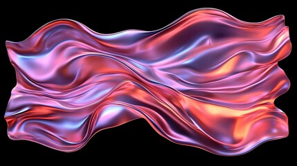 Wall Mural -   A pink-purple liquid wave on a black background